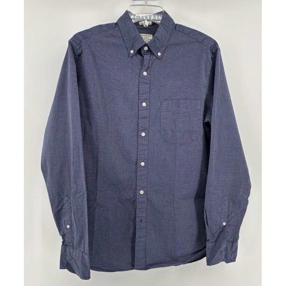 J.Crew Slim Fit Stretch Long Sleeve Shirt Mens M, Navy Blue Organic Cotton